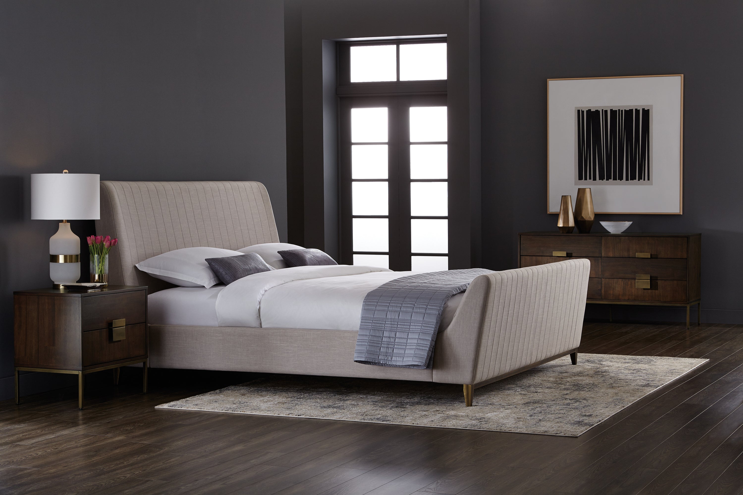 Jade Nightstand - Antique Brass  Dark Mango