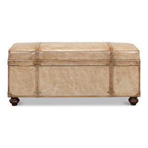 Sarreid Ltd Leather Trunk/Bench Pearl Leather - 40512
