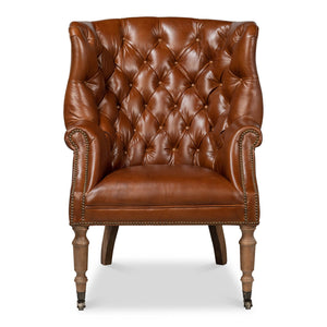 Sarreid Ltd Welsh Leather Chair Vintage Havana - 40872