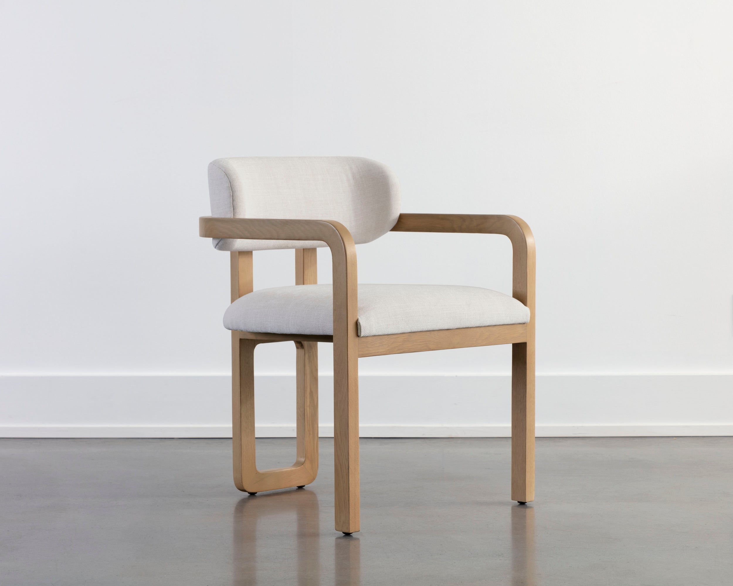 Madrone Dining Armchair - Rustic Oak  Heather Ivory Tweed