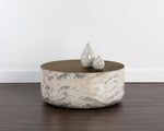 Diaz Coffee Table - Marble Look  Antique Brass