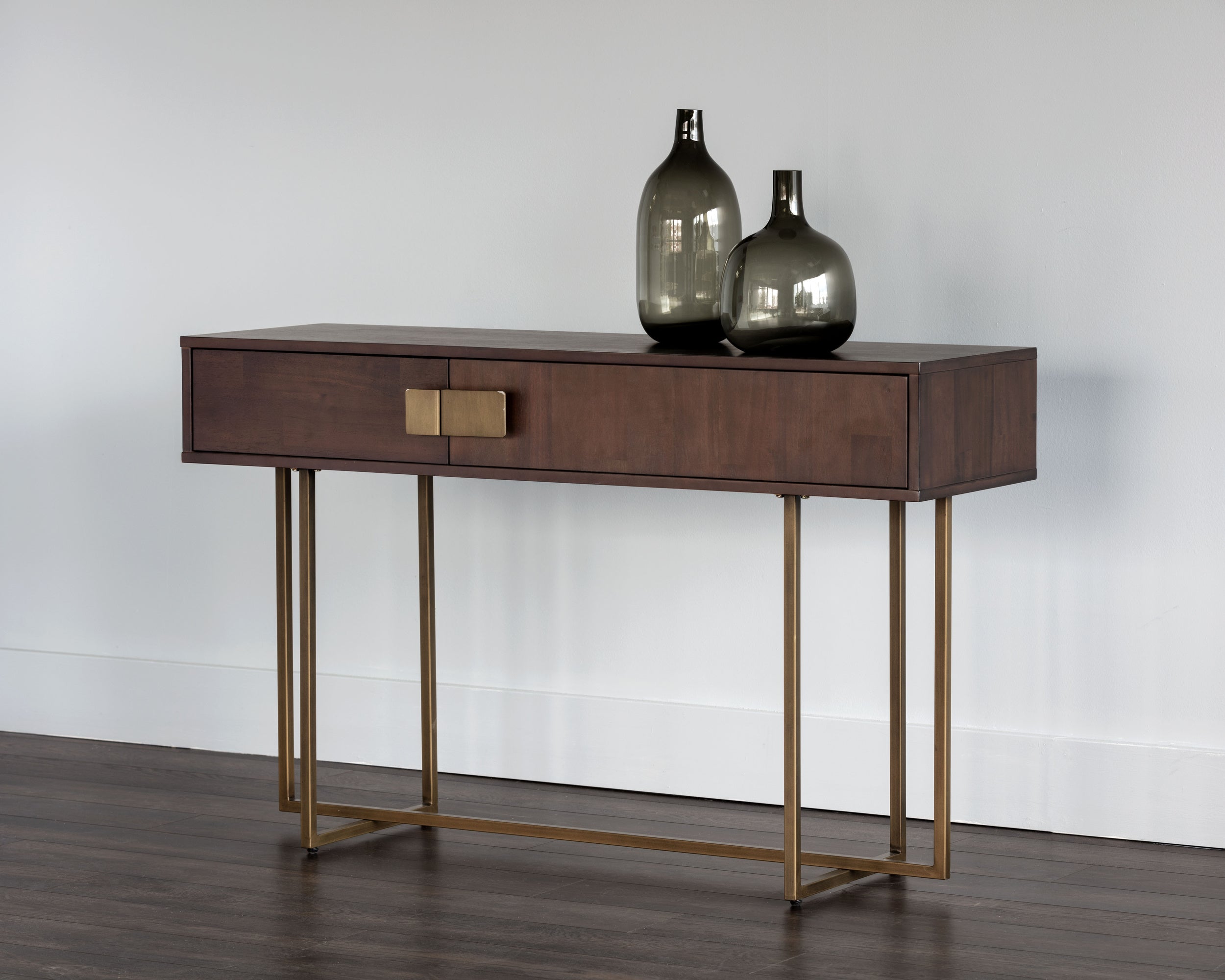 Jade Console Table - Antique Brass  Dark Mango
