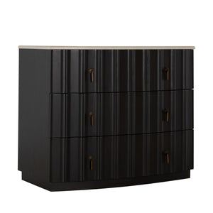 Gabby - Sergio Wood Marble Top Chest - 3 Drawers, Sesame Black - SCH-175505