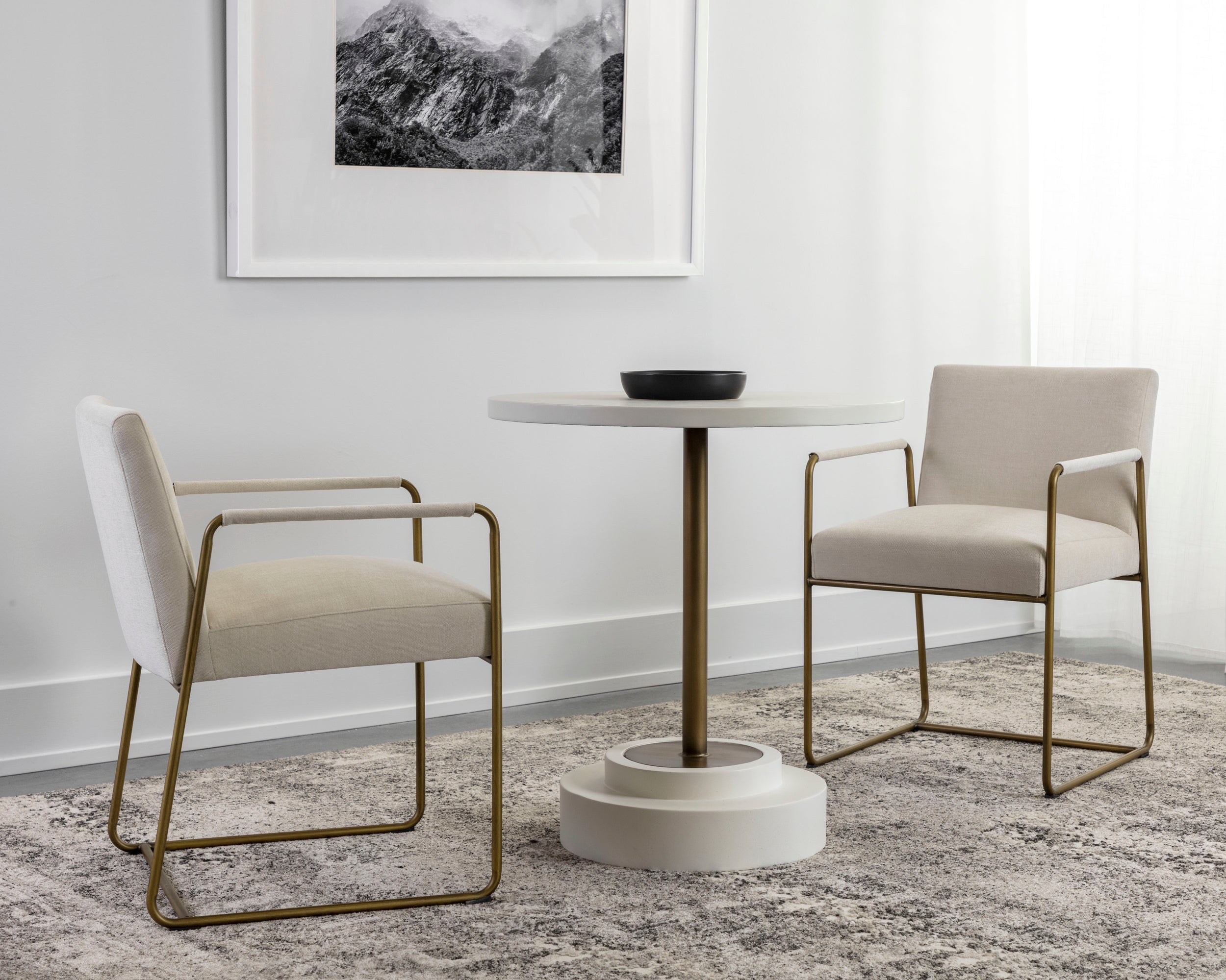 Marlowe Bistro Table - Antique Brass  White