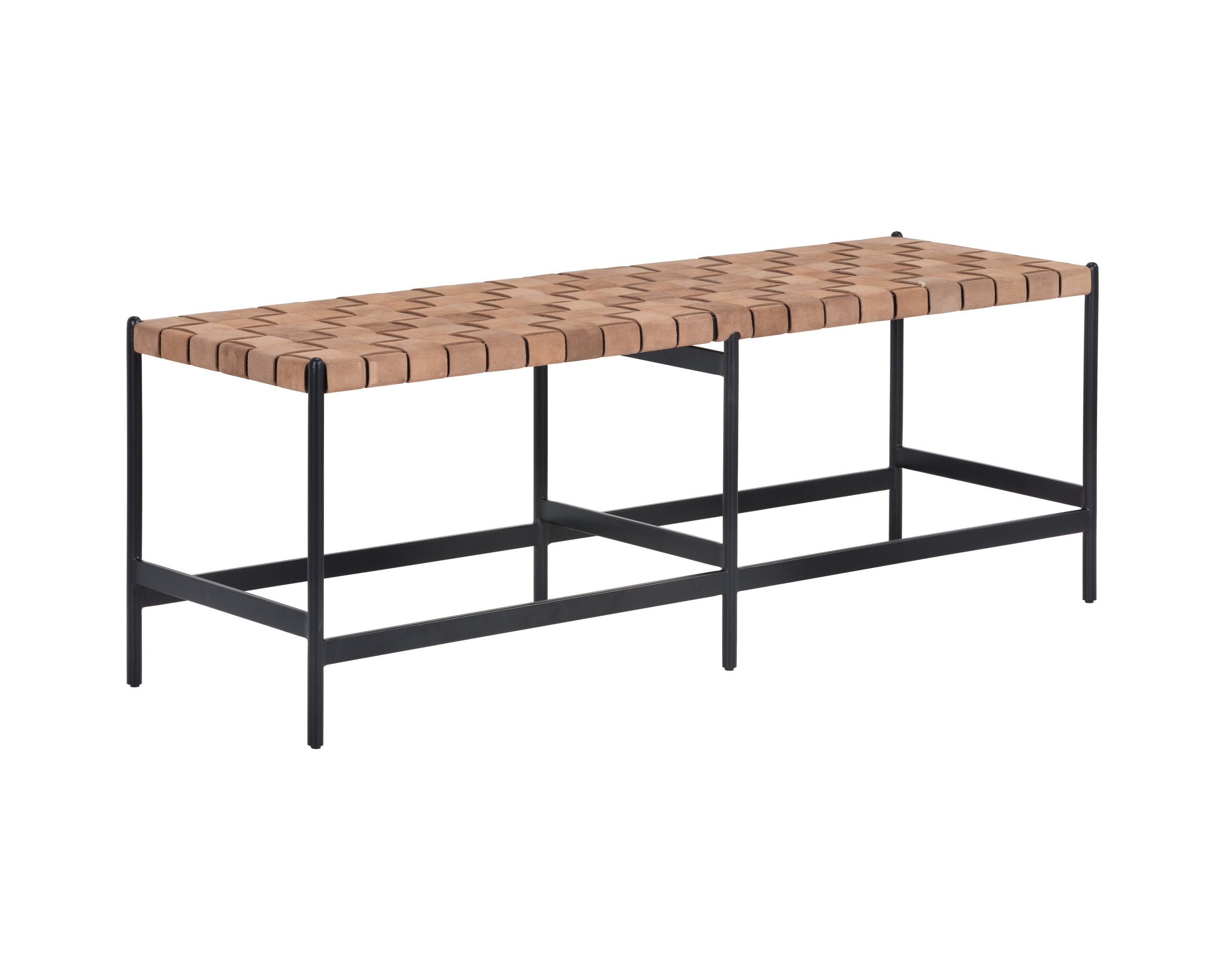 Omari Bench - Suede Light Tan Leather