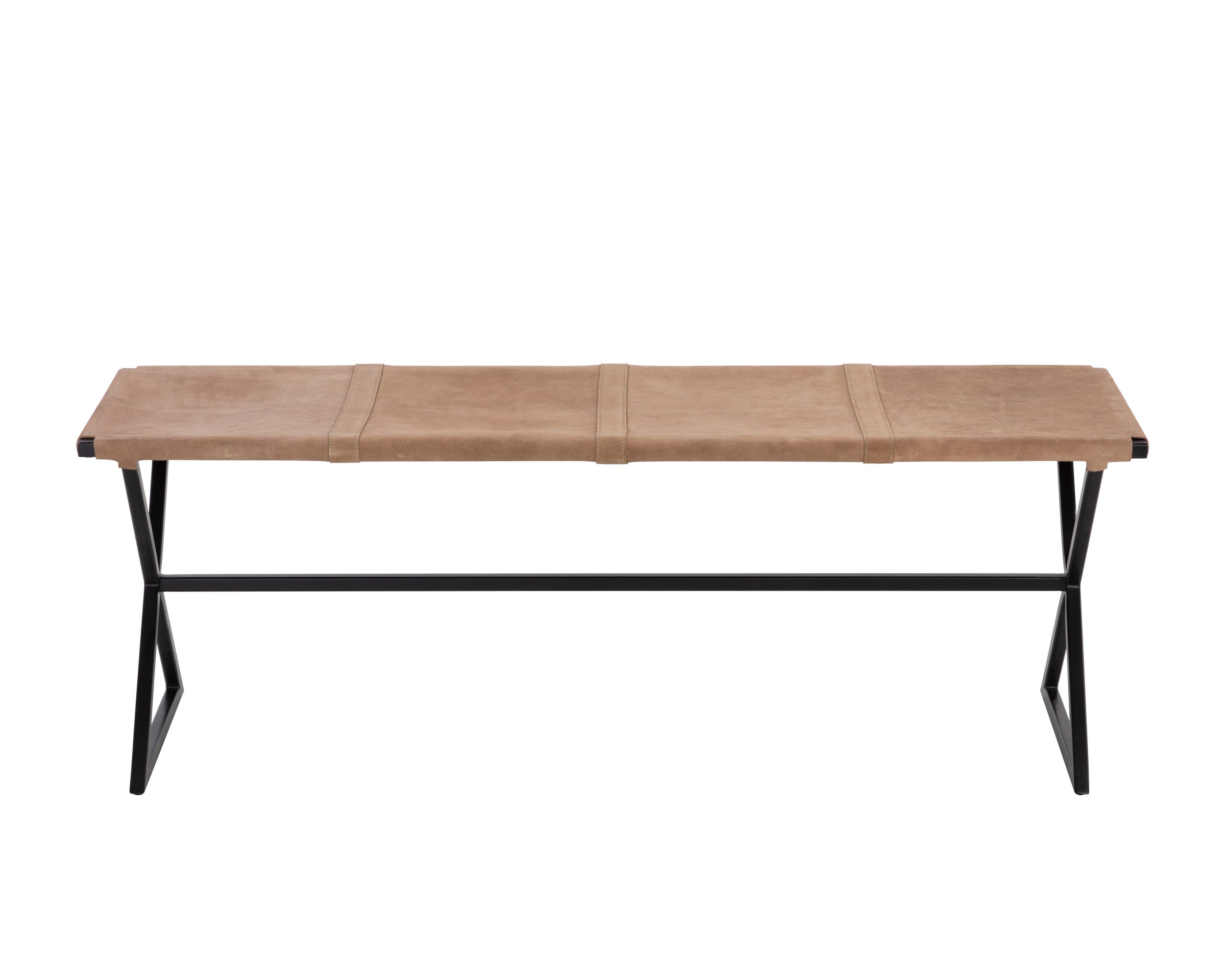 Elon Bench - Suede Light Tan Leather