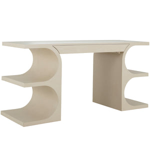Gabby - Erin Oak Wood Curved Legs Desk - 1 Drawer, Cerused White - SCH-175420