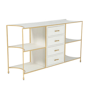 Gabby - Jeanelle Oak Iron Unique Storage Console - White and Ivory - SCH-175080