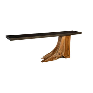 Phillips Collection - Teak Wood Console Table, Iron Sheet Top - TH89260