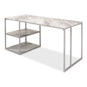 Sarreid Ltd Open Desk With Shelves Marble Top - 52874