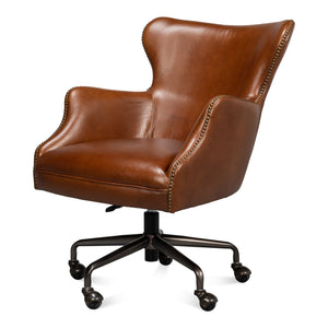Sarreid Ltd Andrew Jackson Desk Chair Havana Leather - 53124