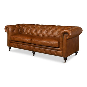 Sarreid Ltd Tufted English Club Sofa Cuba Brown - 53130