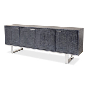 Sarreid Ltd Bronzini Credenza Embossed Blue/Grey - 53136