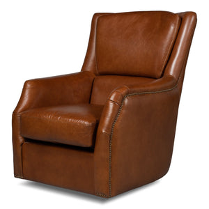 Sarreid Ltd Baker Leather Swivel Chair Havana Lthr - 53468