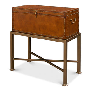 Sarreid Ltd Remington Leather Box On Stand - 53537