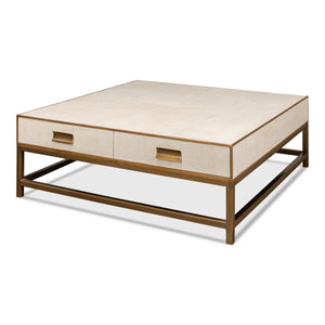 Sarreid Ltd Gideon Shagreen Sq.Coffee Table White - 53552-4
