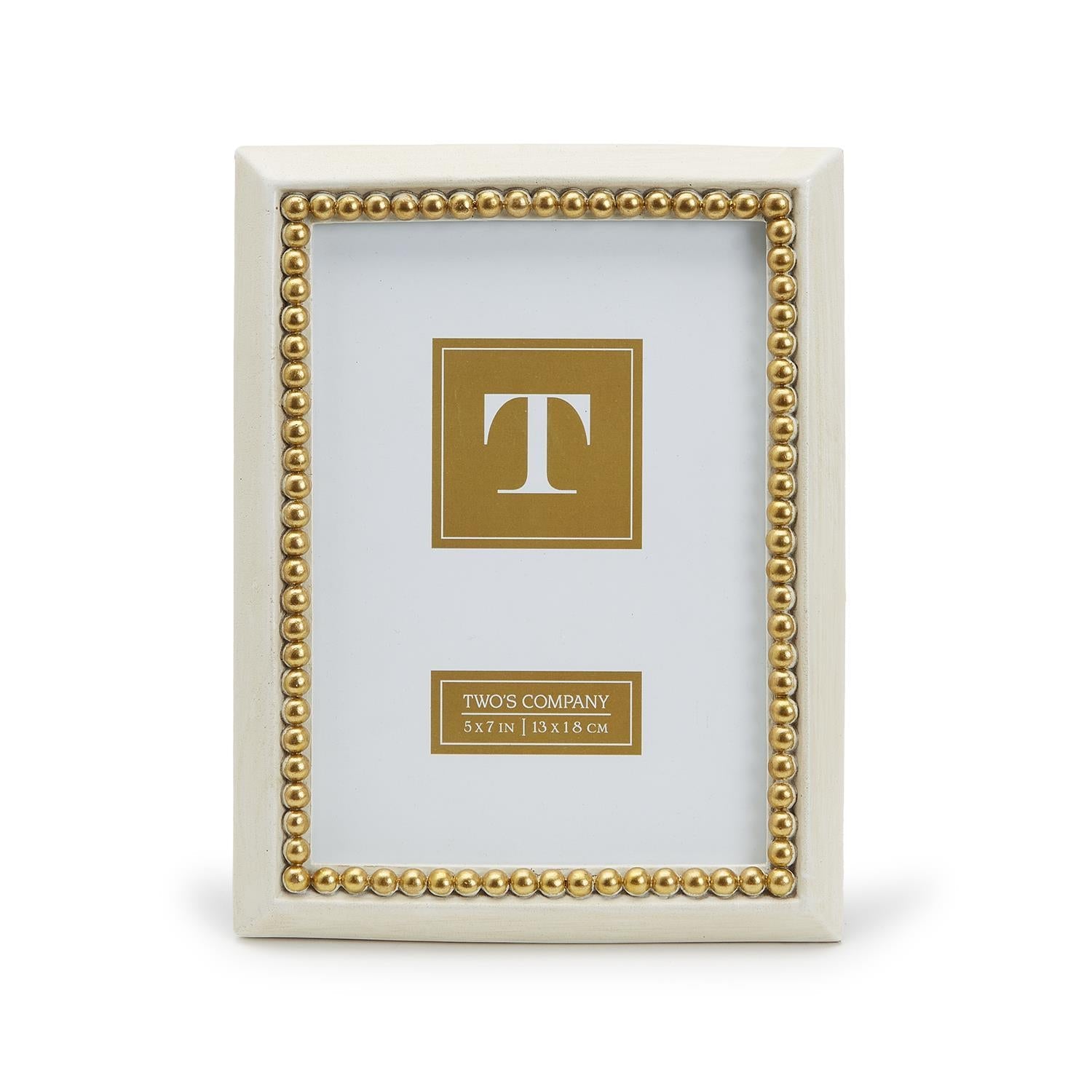 Two's Company Gold Beads 5x7 Photo Frame