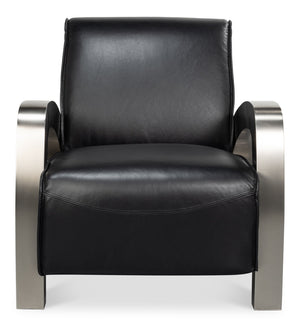 Sarreid Ltd Carlisle Armchair Leather Onyx Black - 54242