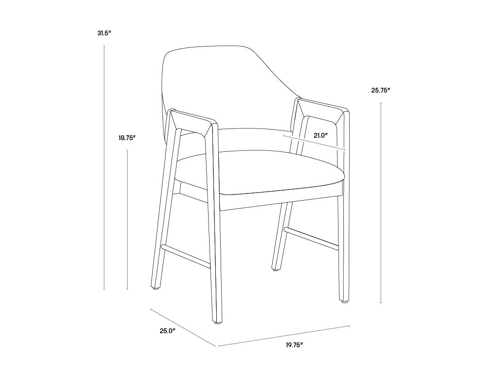 Milton Dining Armchair - Smoke Acacia  Polo Club Stone