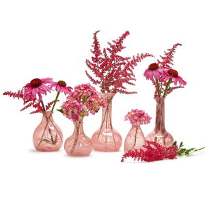 Two's Company Pink Set of 5 Decorative Bottle / Vases with White Swirl