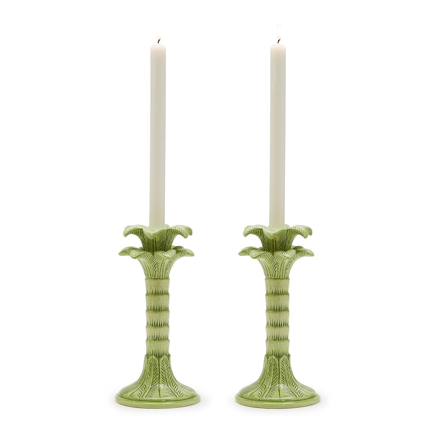 Two's Company Palm Leaf Taper Candlestick Holder - Thumbnail 2
