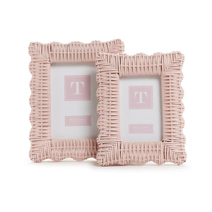 Two's Company S/2 Pink Wicker Weave Photo Frame