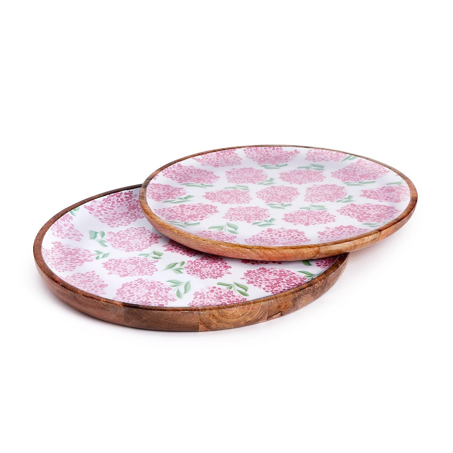 Two's Company Hydrangea Wood Tray - Thumbnail 5