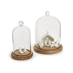 Two's Company Cloche with Ball Handle and Wooden Base