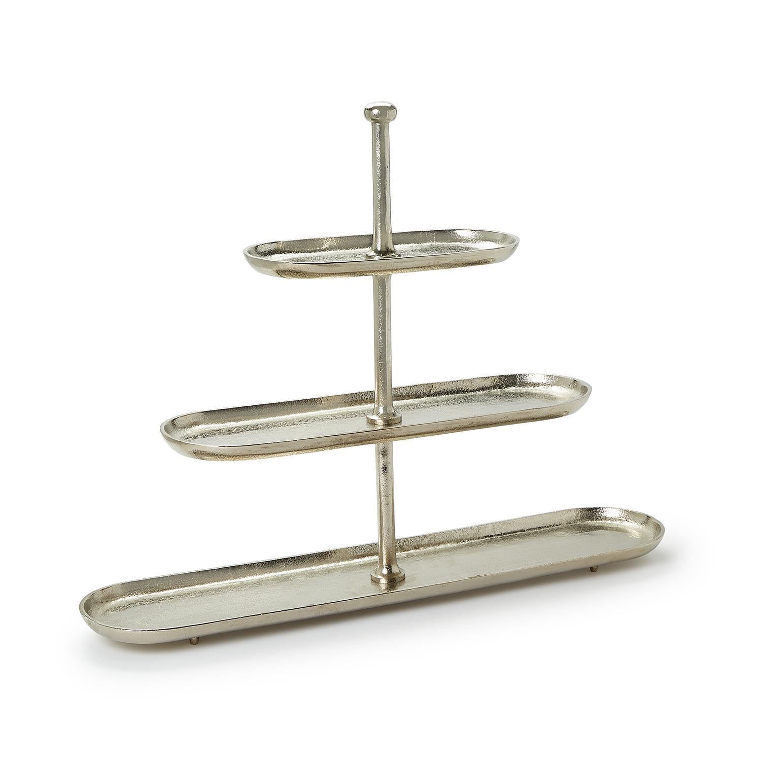 Two's Company Silver Etagere 3-Tier Server