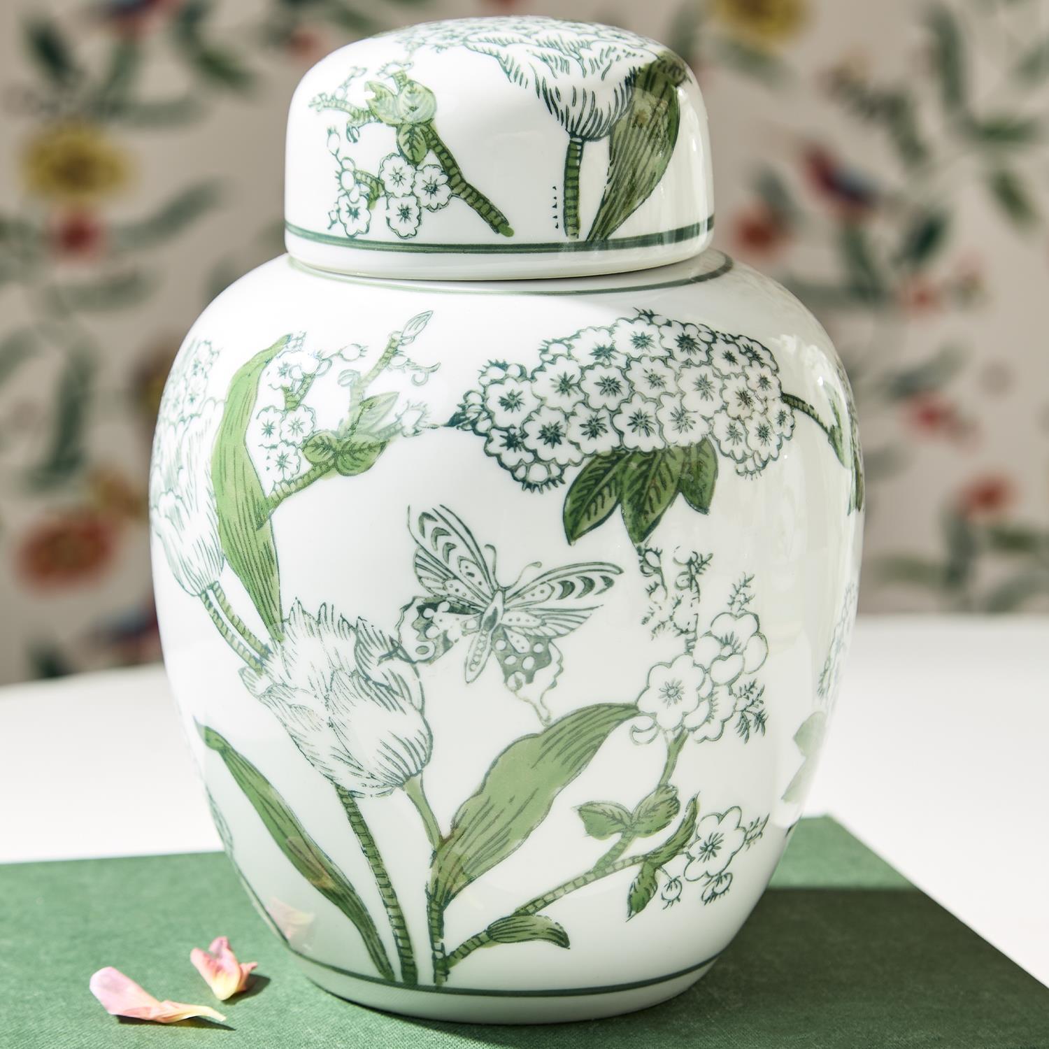 Two's Company and Lotus Chinoiserie Ginger Jar with Lid - Thumbnail 5