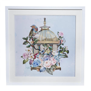 Two's Company Bird Cage Paper Collage Wall Art