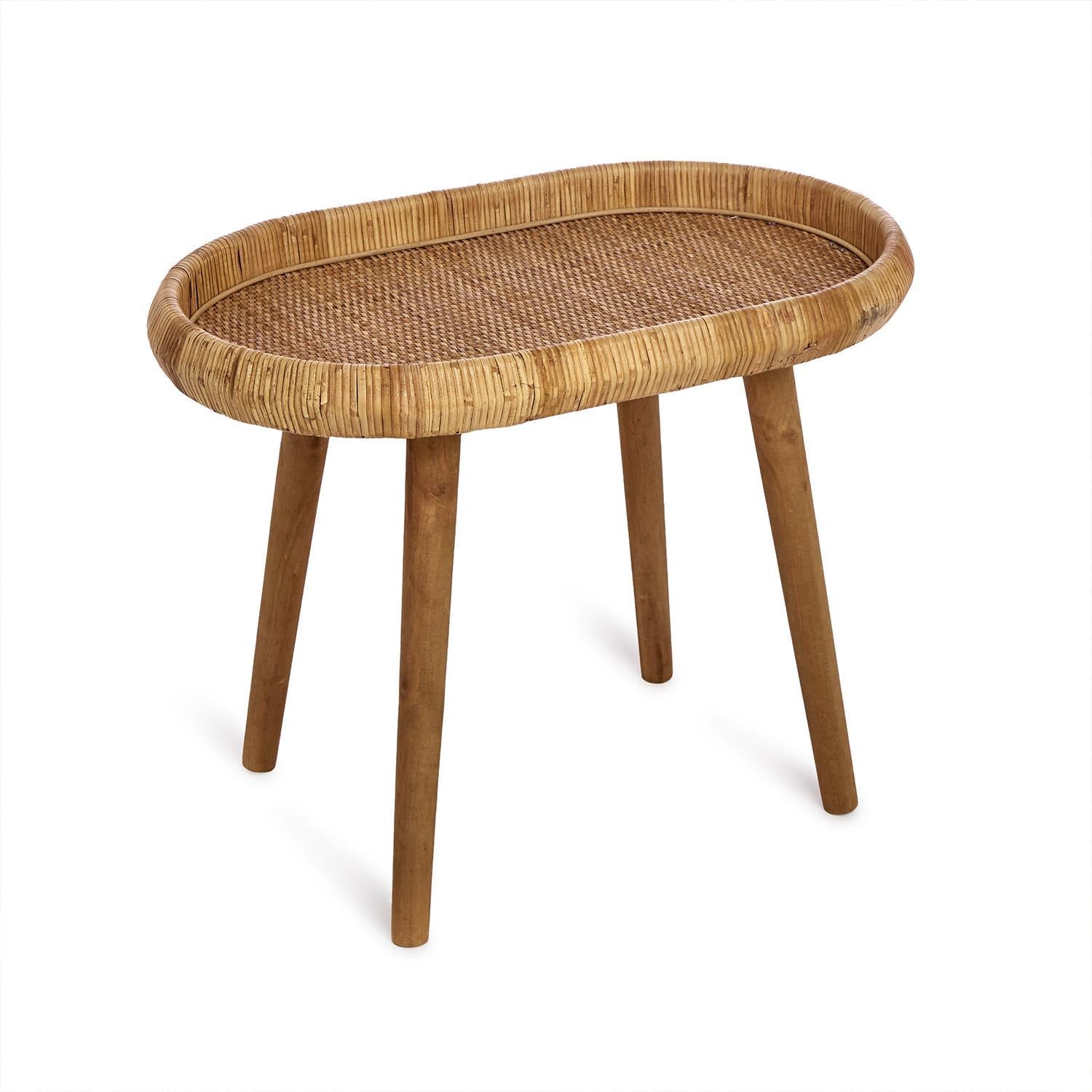 Two's Company Hand-Crafted Rattan Side/End Table