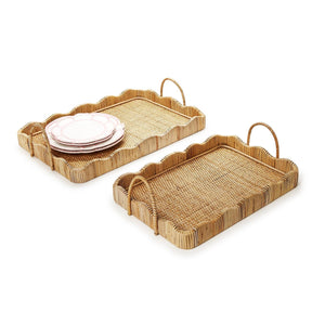 Two's Company Set of 2 Scalloped Edge Trays with Handles