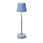 Two's Company Blue LED Portable Cordless Table Lamp with Scalloped Edge Shade in Gift Box