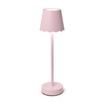 Two's Company Pink LED Portable Cordless Table Lamp with Scalloped Edge Shade in Gift Box