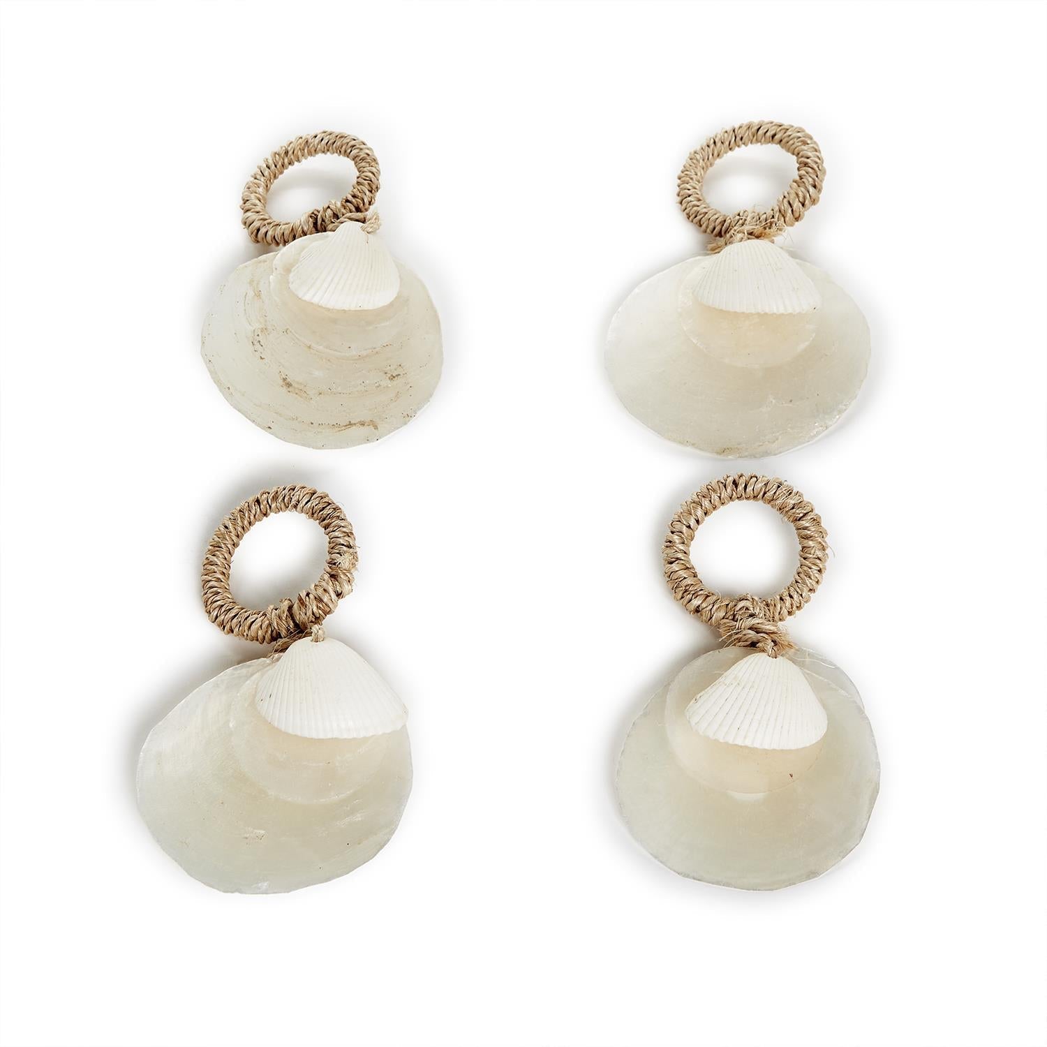 Two's Company Set of 4 Capiz Shell Napkin Rings