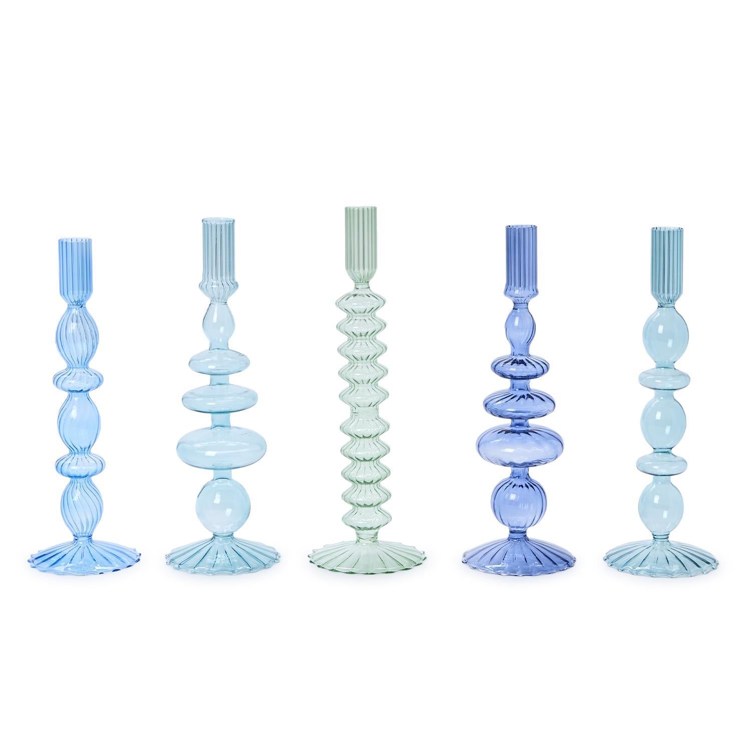 Two's Company Glass Taper Candlestick Candleholders - Thumbnail 2