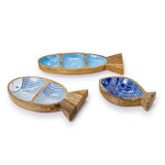 Two's Company Set of 3 Hand-Crafted Fish Trays