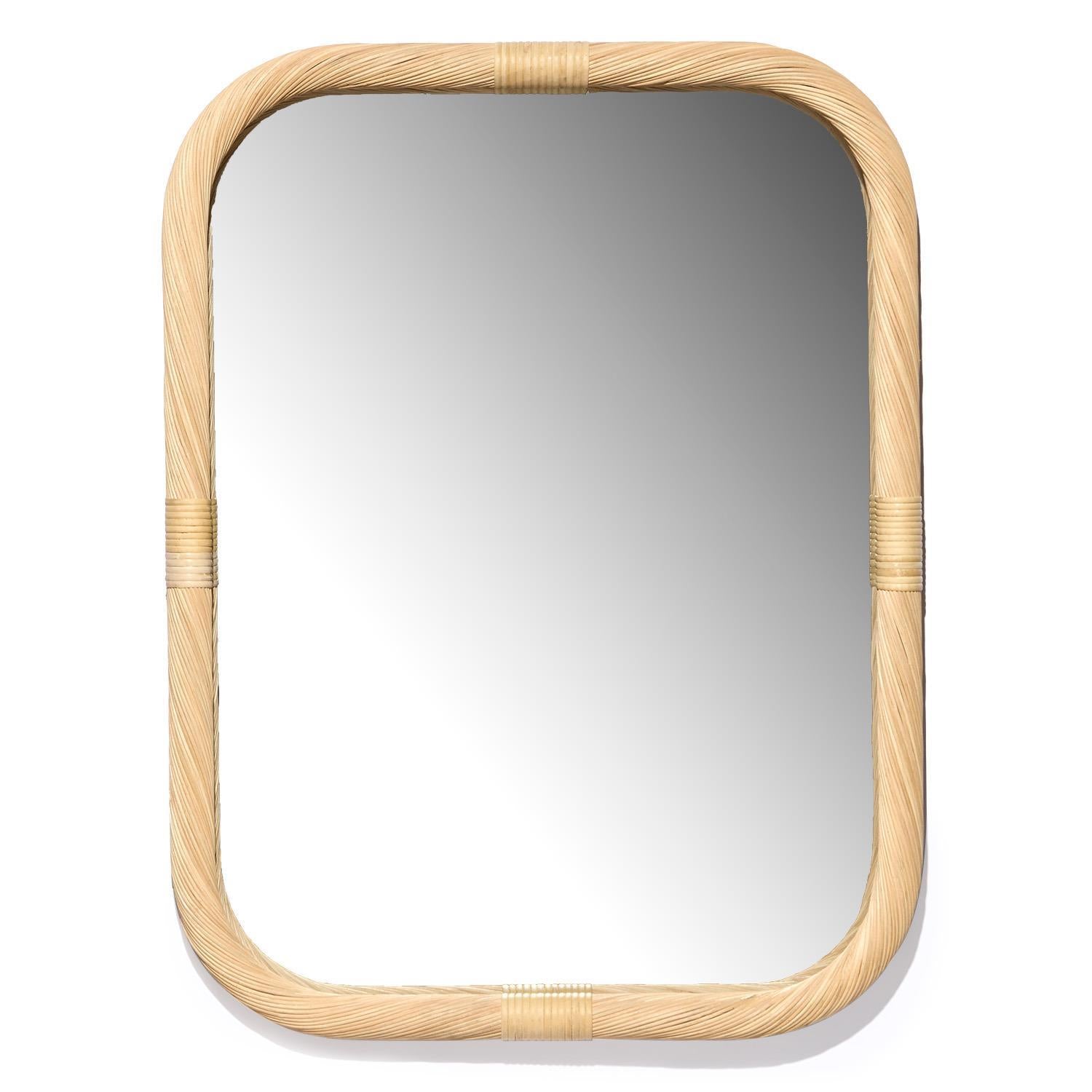 Two's Company Hand-Crafted Rattan Rectangle Wall Mirror