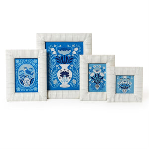 Two's Company Set of 4 Chinoiserie Blue and White Framed Wall Art Includes: 4x4, 5x7, 6x8, 8x10 - 55146