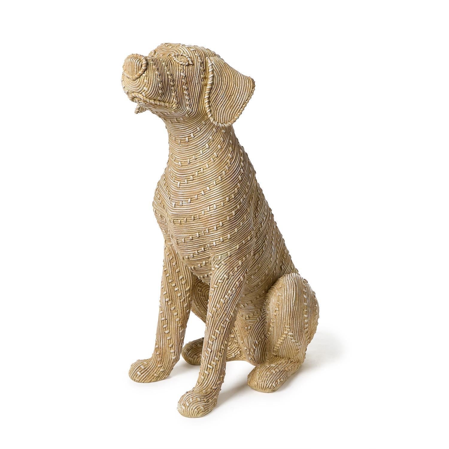 Two's Company Basket Weave Pattern Sitting Dog