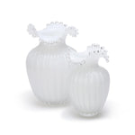 Two's Company Set of 2  Glass Pearl White Vases