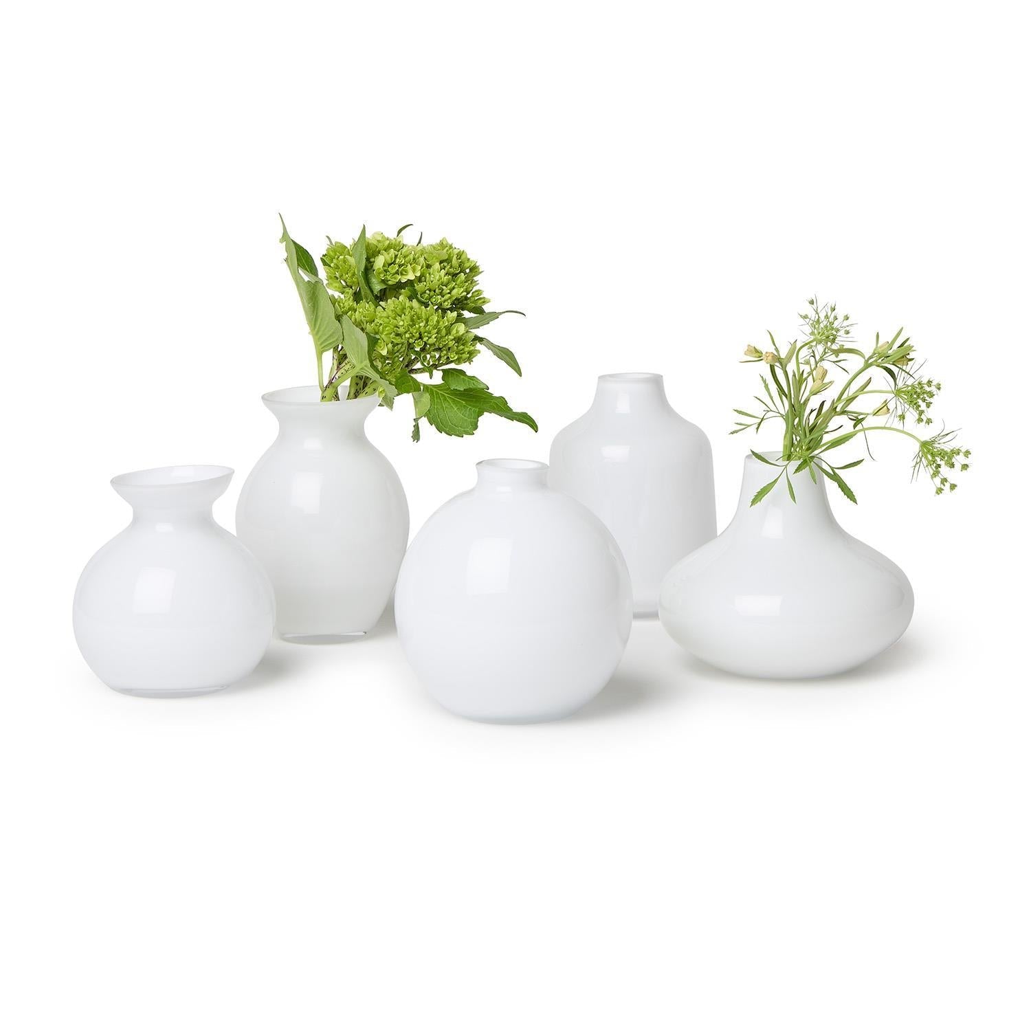 Two's Company Set of 5 Milky White Glass Vases
