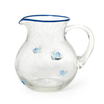 Two's Company Fish Clear Bubble Pitcher with Hand-Painted Rim
