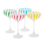 Two's Company Set of 4 Stripe Hand-Painted Coupe Glass Incl 4 Colors
