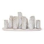 Two's Company White Washed Embossed Pattern Multi Vase on Platform