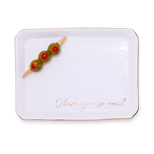 Two's Company Olive Icon Trinket Tray with Saying in Gift Box - 55197-01