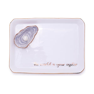 Two's Company Oyster Icon Trinket Tray with Saying in Gift Box - 55197-02