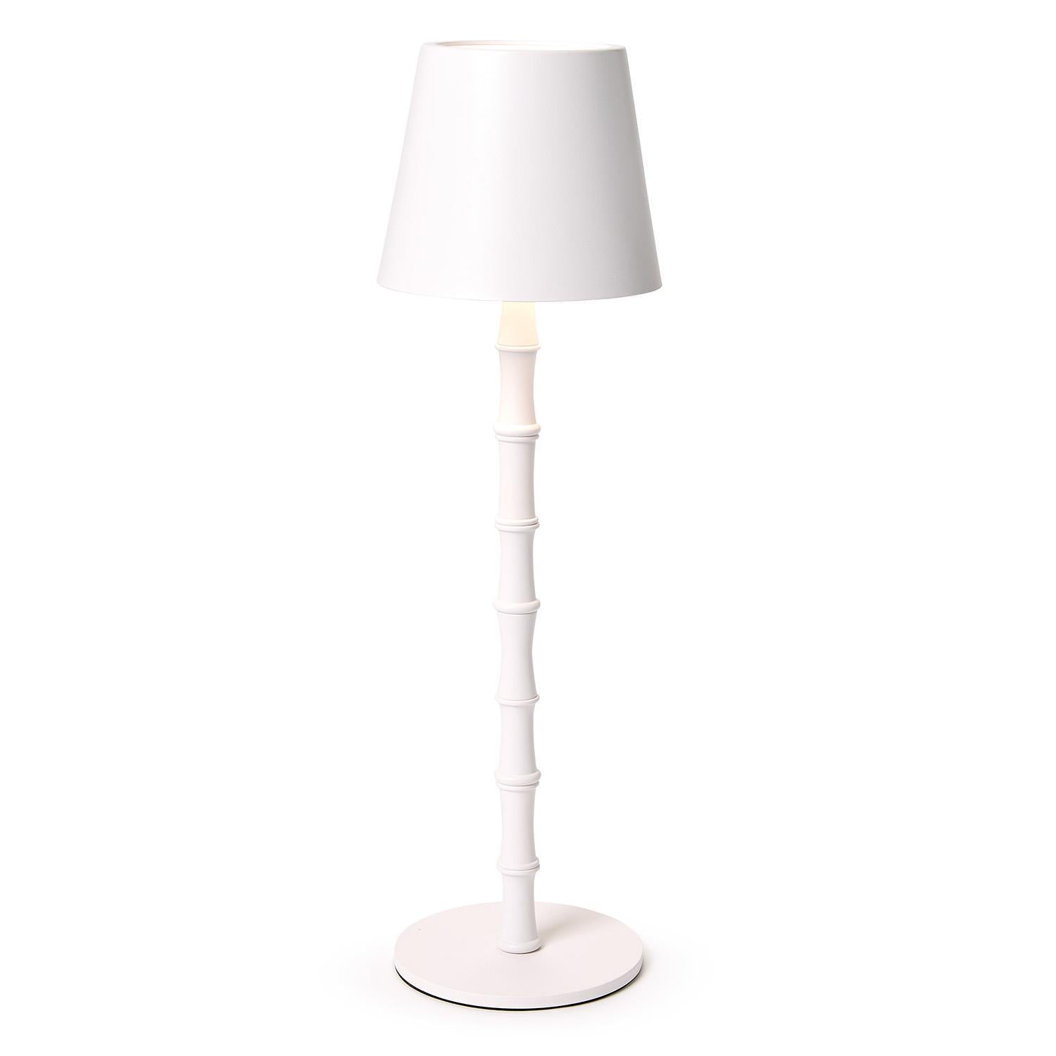 Two's Company LED Portable Cordless White Bamboo Lamp in Gift Box