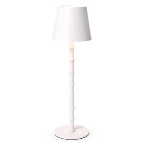 Two's Company LED Portable Cordless White Bamboo Lamp in Gift Box